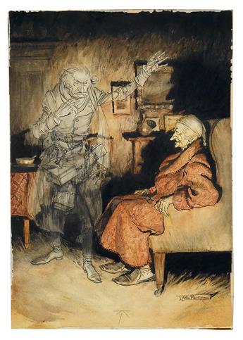 ARTHUR RACKHAM. Scrooge and The Ghost of Marley.